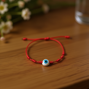 Angelina <b>Red</b> Evil Eye Charm <b>Bracelet</b> Stainless Steel Adjustable Cord Unisex Fashion Jewelry Gift - Product Image 2
