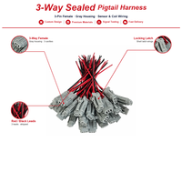 Harnais à pigtail scellé 3 voies gris avec connecteur femelle 3 broches et fils dénudés rouge et noir pour câblage de bobine de capteur personnalisé