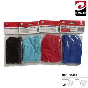 Gorro De Natacion Tela Adulto +7 Ref 31403 Color Negro Azul Rojo Celeste Paquete 24 Unidades - Product Image 3