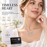 Nouveau collier pour femme en argent sterling 925 avec pendentif cœur aile d'ange et moissanite semi-pavée, bijoux en gros