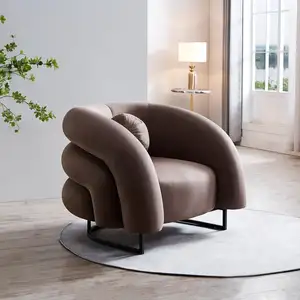 Chaise en peluche confortable de loisirs modernes de chaise occasionnelle nordique de vague de salon pour le salon