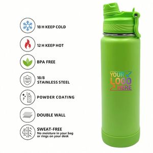 Custom logo 1L Leak-Proof Stainless Steel Sport Travel School 32oz 1000ml Insulated Water Bottle with 2-in-1 Straw and Spout Lid - Product Image 4