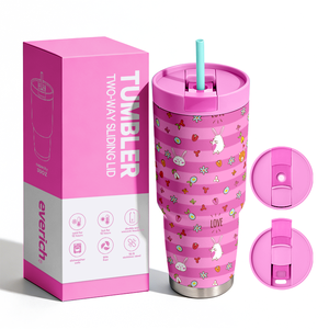 Popular Vaso Térmico Portátil de Acero Inoxidable 304 de Doble Capa de 30oz con Pajita, para Café y Coche, con Diseño de Diamantes - Product Image 1