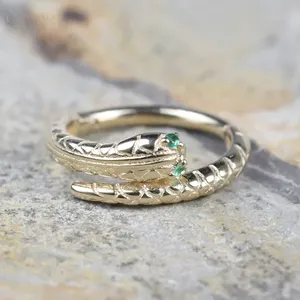 Piercing de anel em forma de cobra, ouro sólido, dobradiça, segmento, joia de piercing