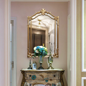 Miroir de cour européen rétro, miroir de sol sculpté, miroir décoratif mural pour <span class=keywords><strong>cheminée</strong></span> - Product Image 1