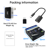 Adaptador inalámbrico Carplay para coche con puerto USB negro, adaptador Android Auto 2 en 1, tipo C, con orificios de ventilación