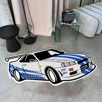 Tapis en peluche imprimé automobile personnalisé, cadeau unique pour les passionnés de voitures, tapis de chambre antidérapant en velours tendance pour enfants
