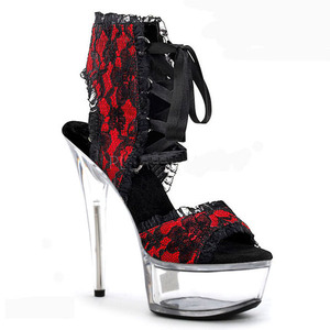 Correa en el tobillo Tacón fino Plataforma de 6 pulgadas Estampado de leopardo Baile en barra Fetiche sexy Tacones altos de 15cm Zapatos de fiesta para banquetes Sandalias grandes - Product Image 5