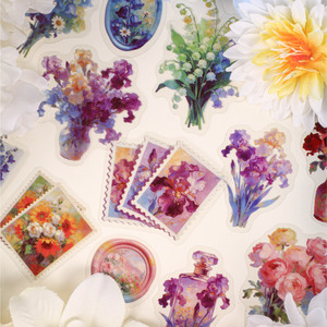 20 hojas por paquete, Serie Dreaming <span class=keywords><strong>Among</strong></span> Flowers, pegatinas florales para diario DIY - Product Image 1