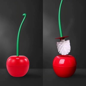 Cherry Toilet <b>Brush</b> <b>Long</b> <b>Handle</b> Soft Bristle Creative Plastic Cleaning Tool For Bathroom Use - Product Image 3