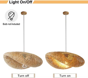 โคมไฟระย้า LED ทำจากไม้ไผ่ธรรมชาติแบบสานด้วยมือโคมไฟระย้าหวายพร้อมหลอดไฟ E27สำหรับร้านอาหารโรงแรมประดับโต๊ะ - Product Image 6