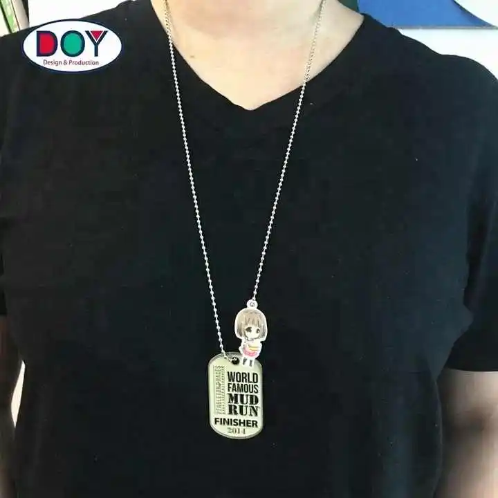 Custom 3D goffrato Logo del marchio in metallo Dog Tag collane per souvenir