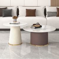 Table basse en marbre massif pour salon, table à thé moderne nordique, support à thé de luxe léger, ambiance contemporaine haut de gamme