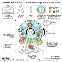 HanXin Custom Kawaii Animal World Acrylic Rotating Ferris Wheel Desktop Stand Figure Display Grosir Pabrik Vendor