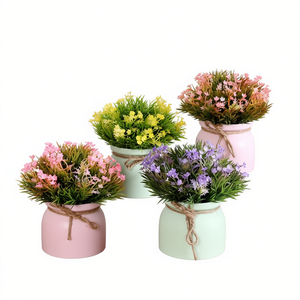Fleurs artificielles en plastique Pots Décoration d'intérieur Moderne Élégant Haute simulation Durable Plantes de tulipes Fleurs roses violettes jaunes ZAA - Product Image 1