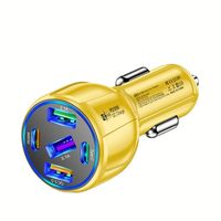 75W USB Mini Metal Digital Display 5 in 1 Pengisi Daya Mobil 3USB+2PD Pengisian Cepat Adaptor Pengisian Daya Mobil Kompatibel