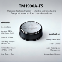 Llave Electrónica iButton Dallas DS1990A-F5 Compatible con TM1990A-F5, Tarjeta de Memoria Táctil de Acero Inoxidable para Control de Acceso