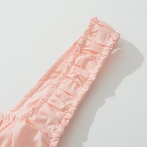 Robe longue décontractée plissée en polyester rose pour femme, bretelles spaghetti, sans col, taille naturelle – Grande Vente - Product Image 4