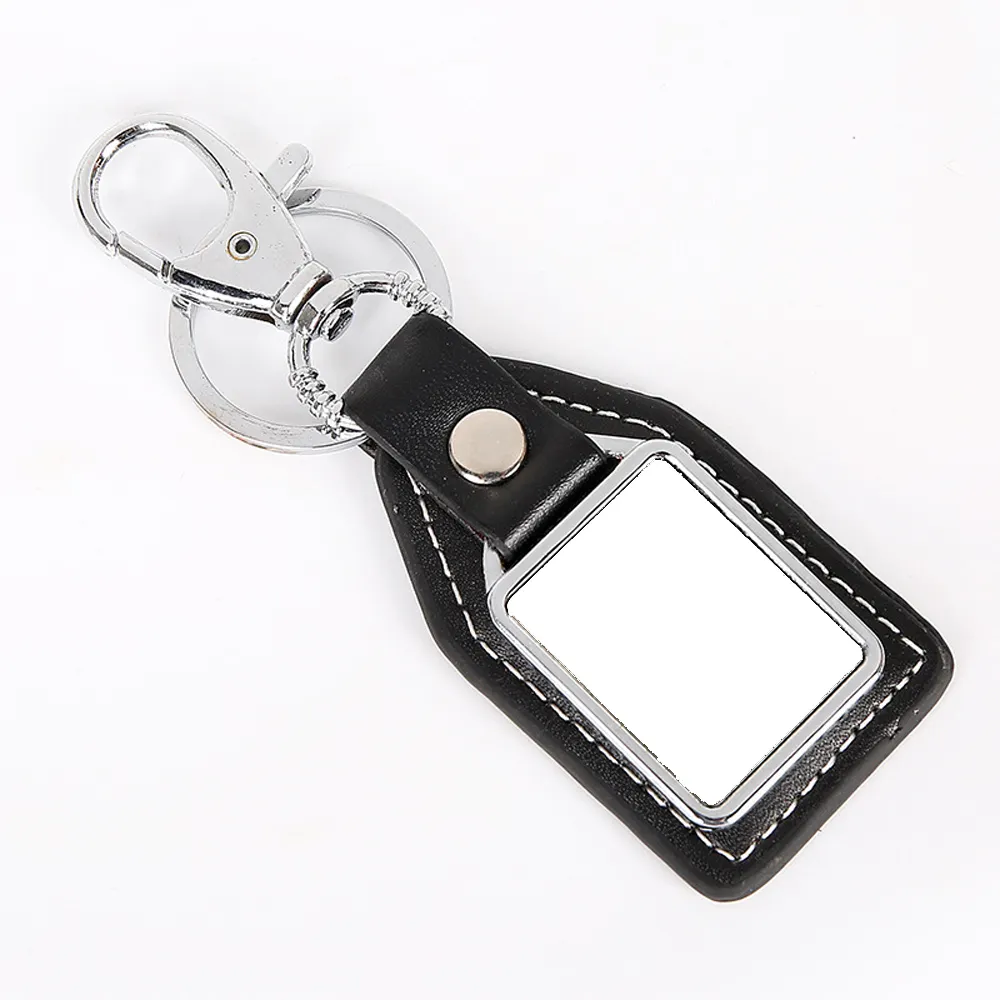 Custom Logo Leather Car Keychain Sublimation Blanks Leather Metal Keychain
