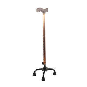Bastón de acero inoxidable con altura ajustable, cuatro patas y punta de goma antideslizante para personas mayores, ayuda para la movilidad. - Product Image 1