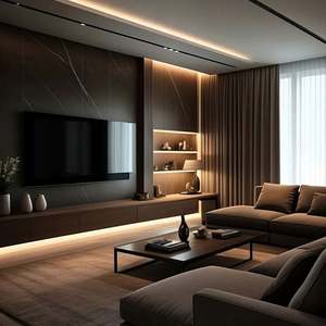 Customized Modern Villa Home Furniture <b>Dark</b> Color Scheme Wooden Pieces for Living <b>Room</b> Bathroom Kitchen Apartment - Product Image 1