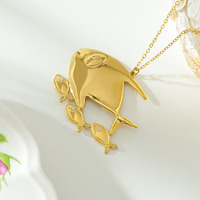 Collier et bracelet accessoires en acier inoxydable plaqué or 18 carats avec pendentif en forme de poisson au design unique et intéressant