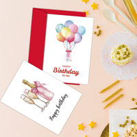 Ensemble de cartes de vœux joyeux anniversaire, 6 modèles, cartes d'anniversaire en aquarelle avec enveloppes rouges pour cadeau de fête
