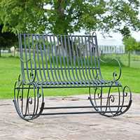 Mobilier de patio extérieur européen Banc de bureau ottoman en métal Banc de jardin en fonte antique Banc de jardin en fer forgé