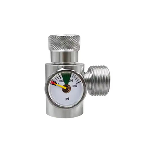 Soda Metal Filling <b>Adapter</b> W21.8-14 to Tr21-4 CO2 Gas Cylinder Tank Adaptor Connector Kit with 3KPSI Gauge and Bleed Valve - Product Image 2
