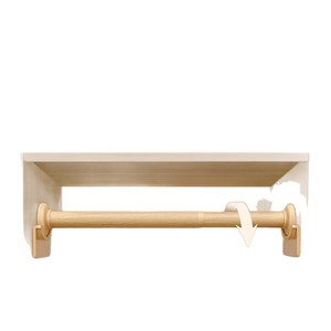 Porte-vêtements mural télescopique en bois grainé, organisateur de placard peu encombrant - Product Image 1