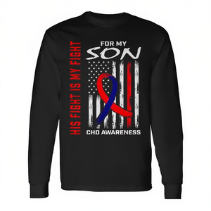 T-shirt à manches longues unisexe à col rond pour adulte, motif Drapeau américain, thème « Son combat est mon combat », sensibilisation au VIH, pour événements de marche et course, numérique - Product Image 3