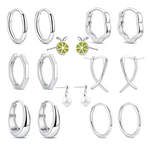 New Fine Jewelry Trend Fashion 925 Sterling Silver Earrings Designer Custom Cubic Zirconia Dangle Hoop Stone Diamond Earrings