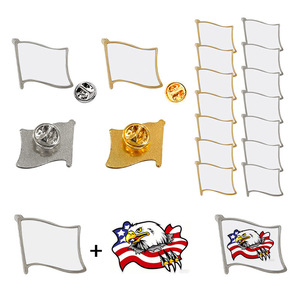Badge métallique personnalisé Mingou Lianying, forme drapeau, transfert thermique, épinglette DIY pour cadeaux d'affaires - Product Image 1