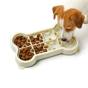 OEM ODM Custom Logo Bone Shape Silicone Pet Plate Wholesale 2 in 1 Detachable Dog <b>Slow</b> <b>Feeder</b> Tray - Product Image 4