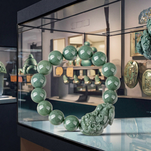 <strong>Wholesale</strong> Women's Healing <strong>Stone</strong> Beads Ethnic Buddhism Gift CMA Certified Aperture Setting Natural Gemstone <strong>Jade</strong> Bracelet - Product Image 4