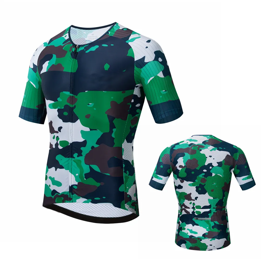 Cycling Jersey 20210 Camouflage Army Green Men Tops Short Sleeve Men Cycling Jersey Cute