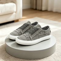 Chaussures décontractées élégantes pour hommes en toile à enfiler, semelle plate en caoutchouc, coupe basse sans lacets, pour l'été et l'automne, idéales pour la marche en ville