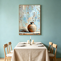 Peinture à l'huile impressionniste Wabi Sabi, nature morte peinte à la main sur toile avec figure et branche, texture épaisse, art mural pour salle à manger