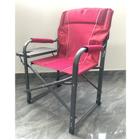 Chaise de directeur rose pliable en tube plat pour maquillage en plein air, camping, xxl, avec table