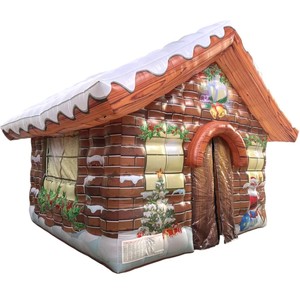 Tente d'atelier du Père Noël gonflable pour l'intérieur et l'extérieur, maison de jeu gonflable sur le thème de Noël avec toit enneigé, PVC robuste - Product Image 3