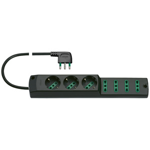 Vimar Power Strip 3 Outlets 4 USB Ports 90 Degree Black - Product Image 1