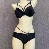 Soutien-gorge bikini sexy en velours pour femme, bonnets épais, grande taille, uni, à armatures, bretelles réglables, sans couture, avec nœud à la taille, pour adultes