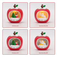 Veilleuse d'ambiance de Noël pour chambre à coucher, design créatif mignon en forme de pomme, dessin animé, pour enfants, à poser sur la table de chevet, alimentation USB, contrôle tactile, ABS