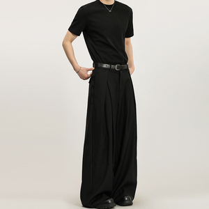 <span class=keywords><strong>Pantaloni</strong></span> Lunghi da <span class=keywords><strong>Uomo</strong></span> Casual a Gamba Larga, a Vita Media, Leggeri, Non Stirabili, con Pieghe Tridimensionali e Vestibilità Ampia - Product Image 5