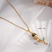 Collar con Colgante de Lujo, Collar con Colgante de Tulipán de Circonita Colorida, Collar de Cristal Brillante para Mujer, Gargantilla Romántica con Flores