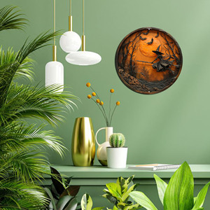 Halloween round wooden hanging ornaments, festive party atmosphere <b>wall</b> <b>decorations</b>, scary <b>decorations</b> for living room. - Product Image 2