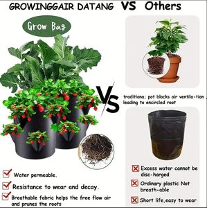 10 gallons fraise tomate plante sac de culture poignée de fenêtre tissu feutre matériel <span class=keywords><strong>pour</strong></span> intérieur extérieur pépinière serre compléments - Product Image 4