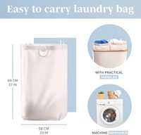 Cesto de Roupa Suja Dobrável Duplo Bege 150L Personalizado 40 Galões em Tecido Oxford Respirável para Organização Doméstica