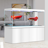 Grand aquarium en verre 600L intelligent et automatique pour poissons dragons dorés, motif floral, forme rectangulaire, pour salon, marine