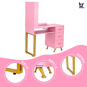 Table de manucure rose avec aspirateur intégré, repose-poignet et rangement, ensemble de mobilier de salon 220V HZ2066 - Product Image 4